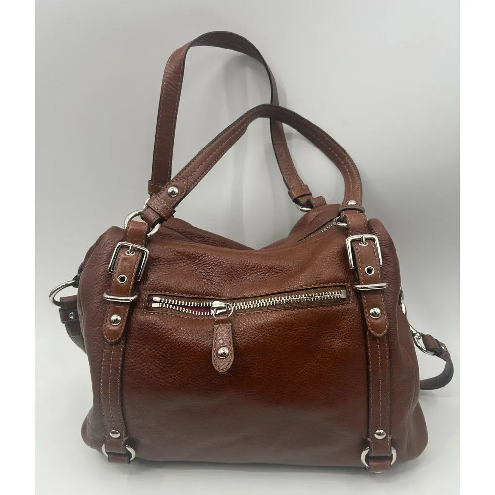 Coach F17566 Alexandra Brown Leather Tote Bag Convertible Crossbody Purse